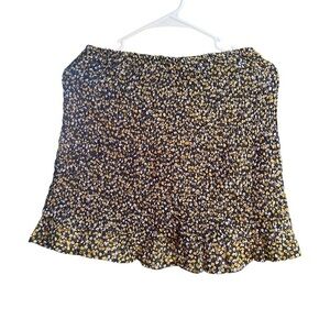 Whispy Floral Mini Skirt Black and Yellow Size Small